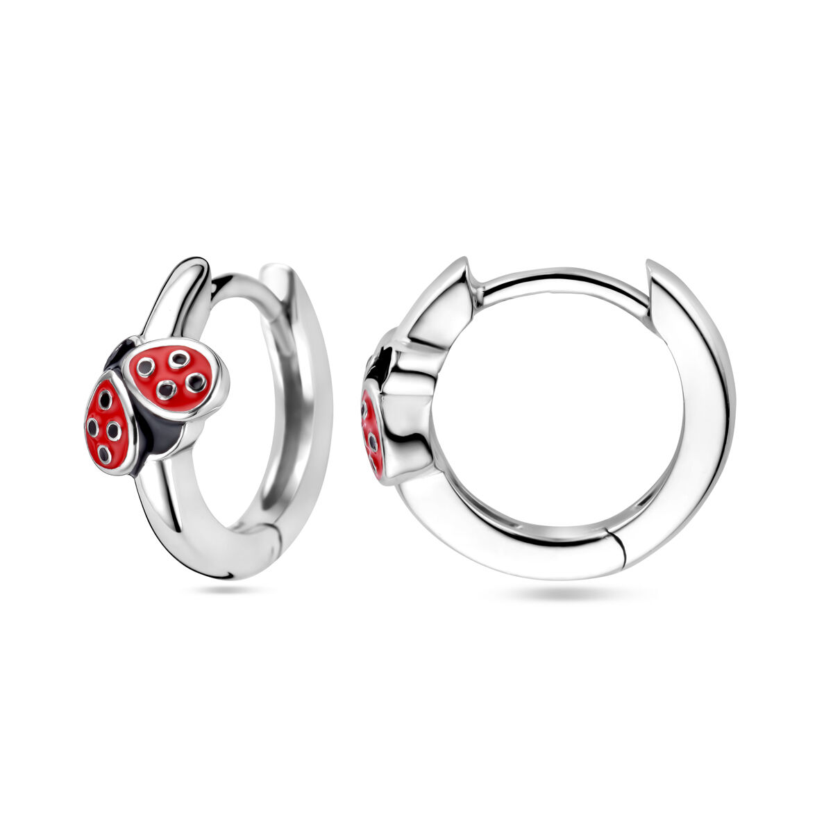 zilver oorring lieveheersbeestje emaille - Afbeelding 3