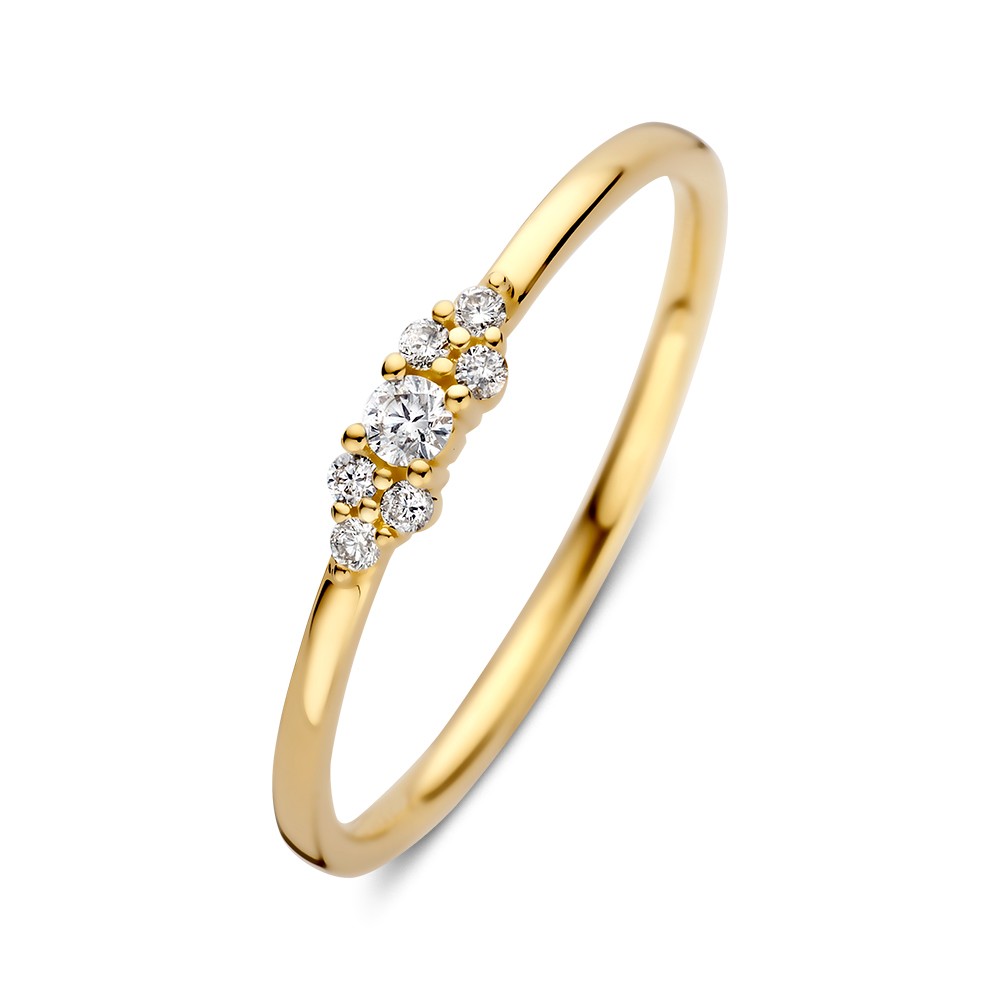 Excellent Geelgouden ring diamant 0.10 H-SI maat 56