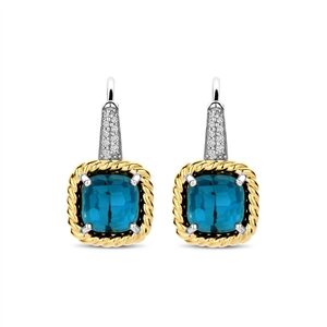 Tisento goud op zilveren oorhanger blauw