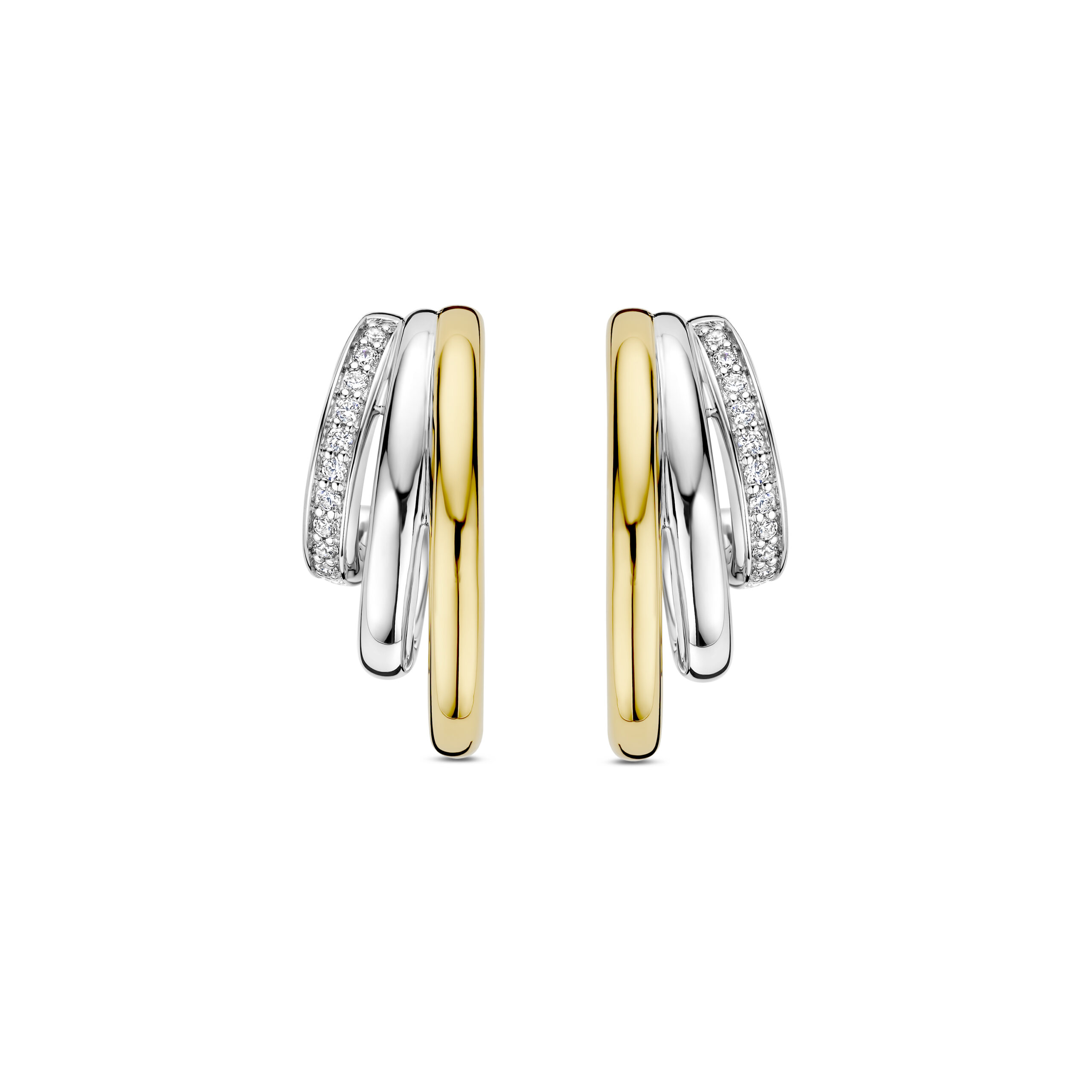 Tisento oorknoppen goud op zilver zirkonia - Afbeelding 2