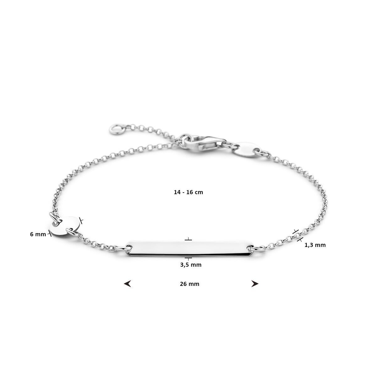 Zilveren graveerarmband plaat cirkel 3,5 mm 14 - 16 cm - Afbeelding 3