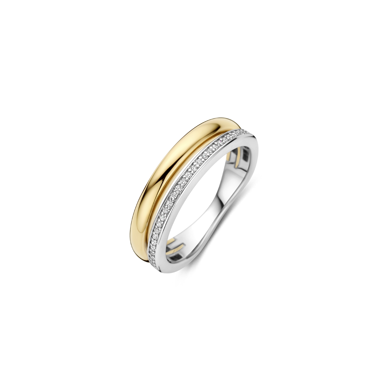 Tisento ring goud op zilver bi-color zirkonia maat 54