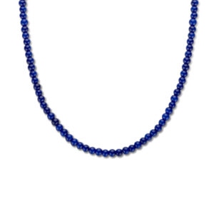 Zilveren collier blauwe kralen 40-44cm