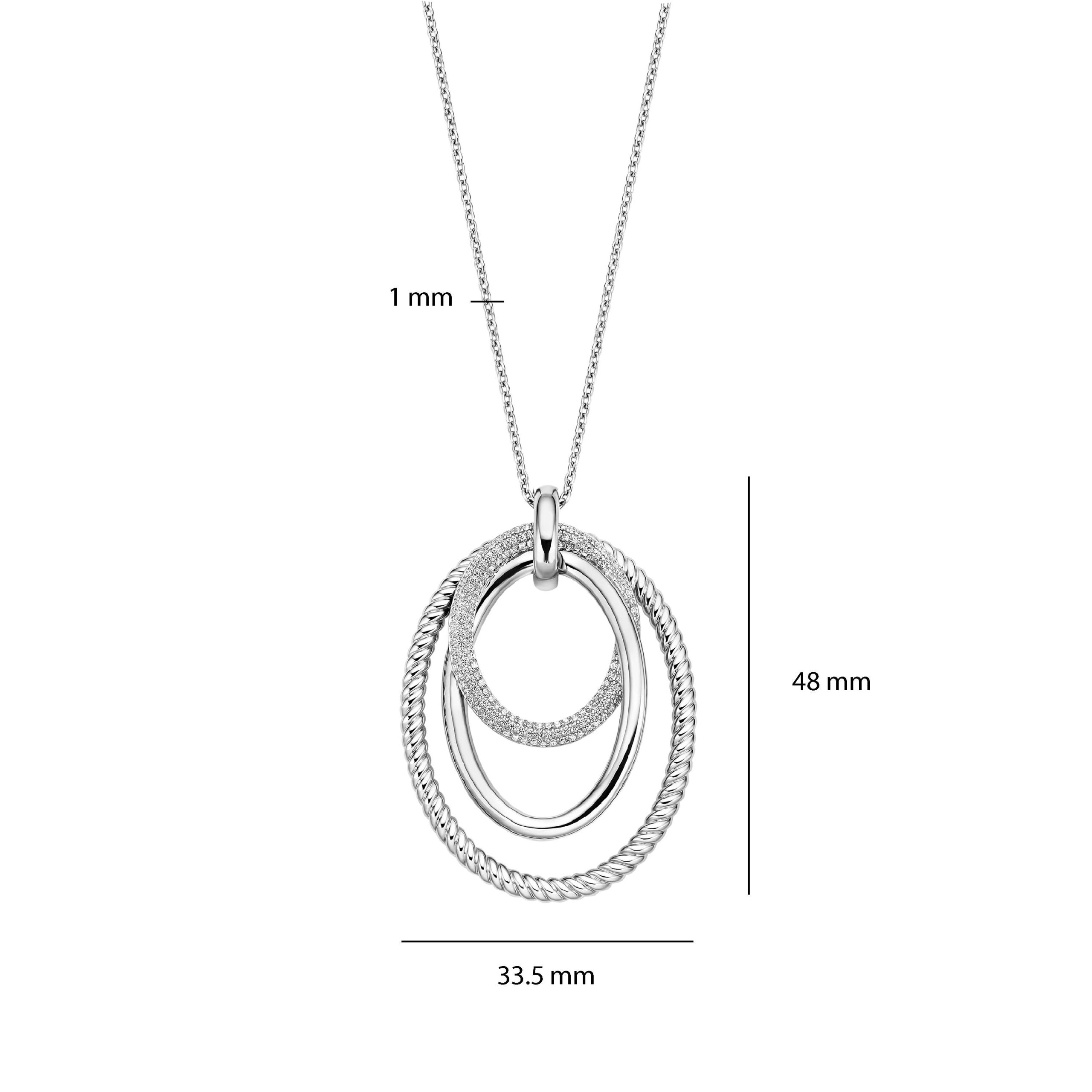 Zilveren collier met hanger met zirkonia 40cm - Afbeelding 2