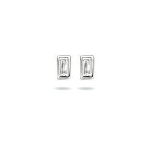 Zilveren oorstekers zirkonia baguette 5x3.5mm