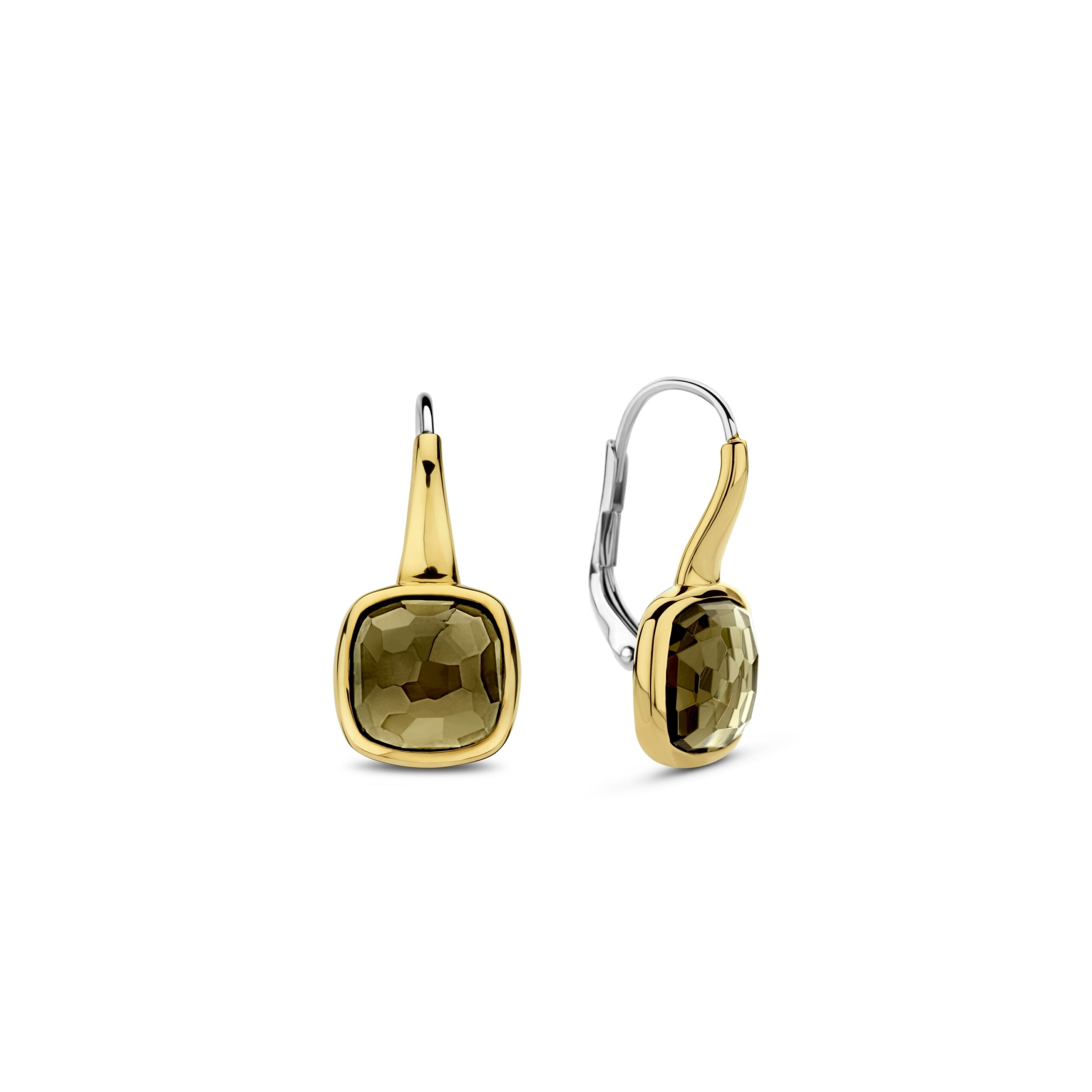 7989KA Tisento zilver verguld oorhangers groene steen - Afbeelding 2