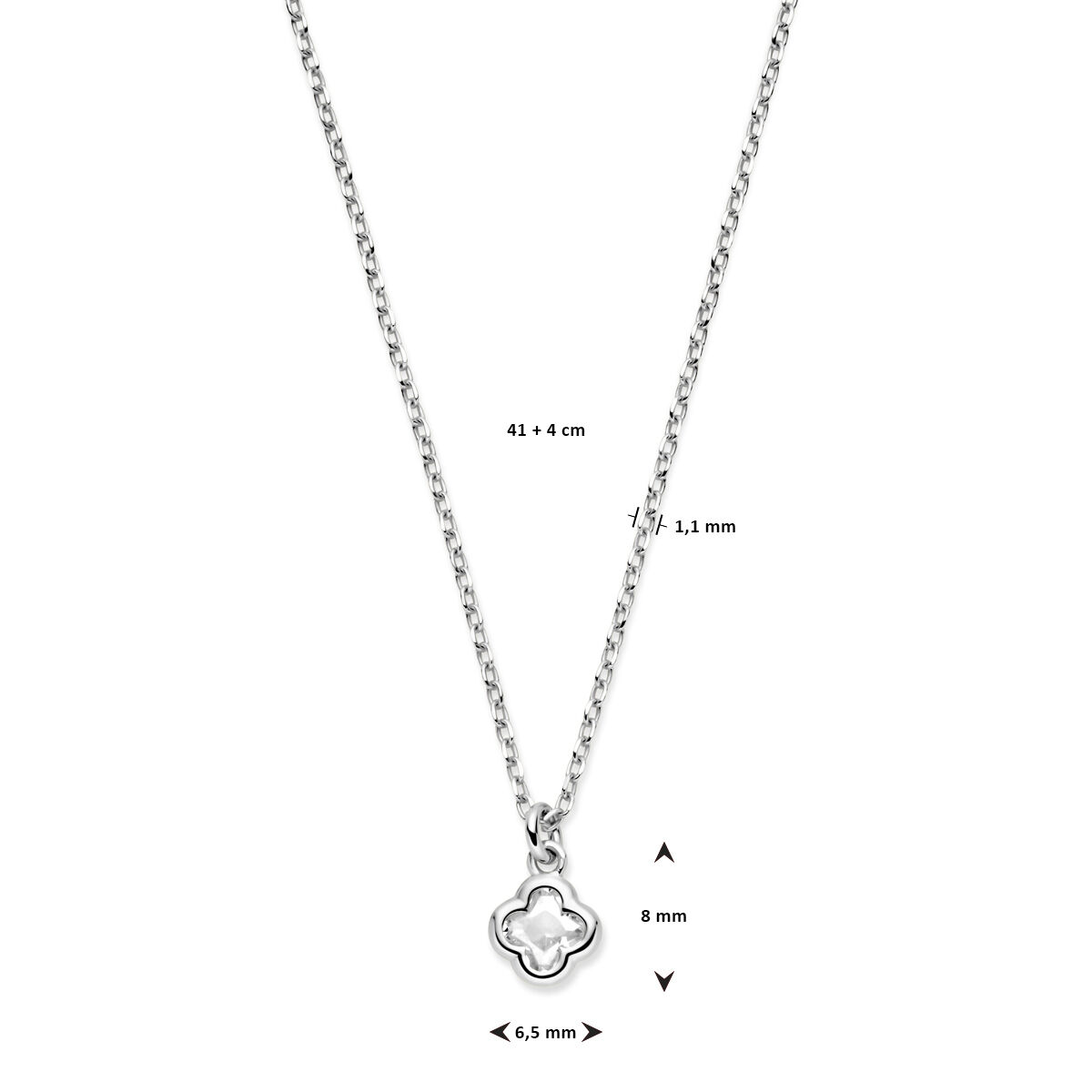 13.38674 KA zilver ketting met zirkonia klaver 41+4cm - Afbeelding 3
