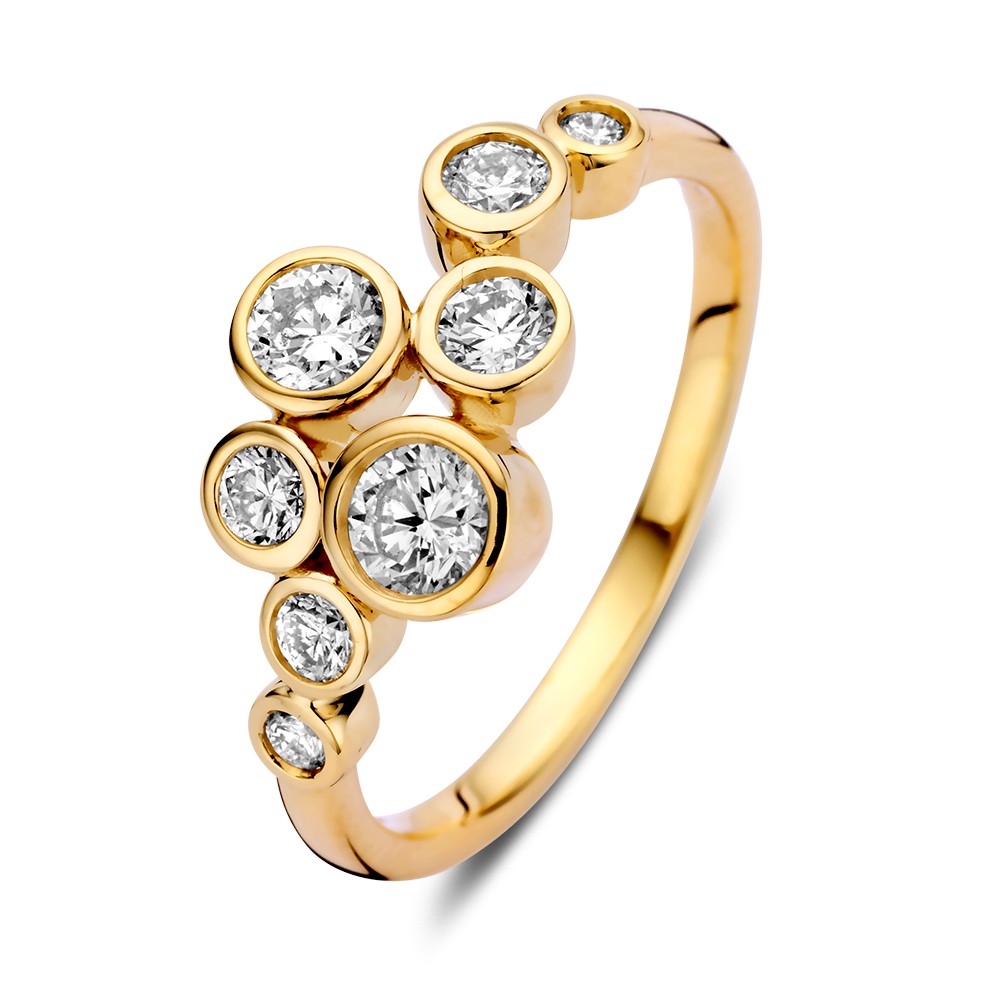 Excellent Geelgouden ring 0.81 H-SI diamant maat 56