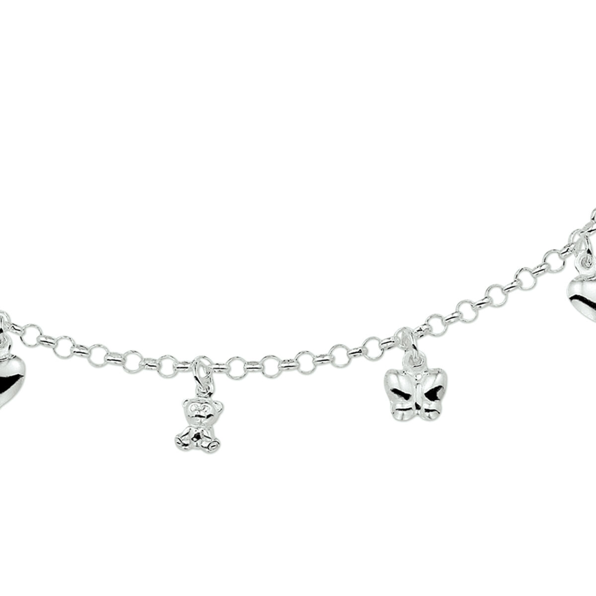 zilver collier 5 bedels 42cm