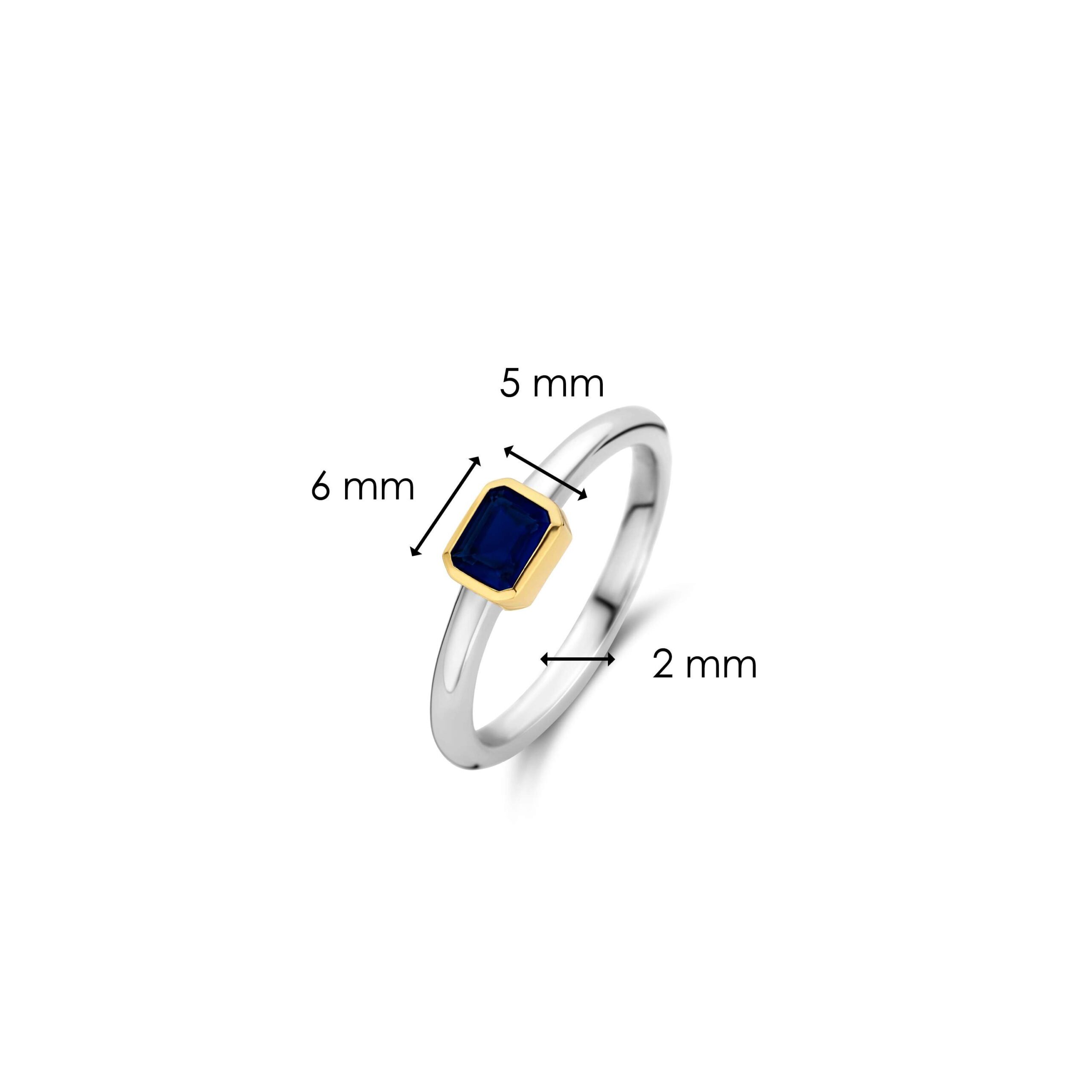 Tisento zilver verguld ring blauw zirkonia maat 56 - Afbeelding 4