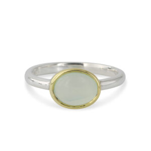 Campur goud op zilver ring Aquamarijn maat 52