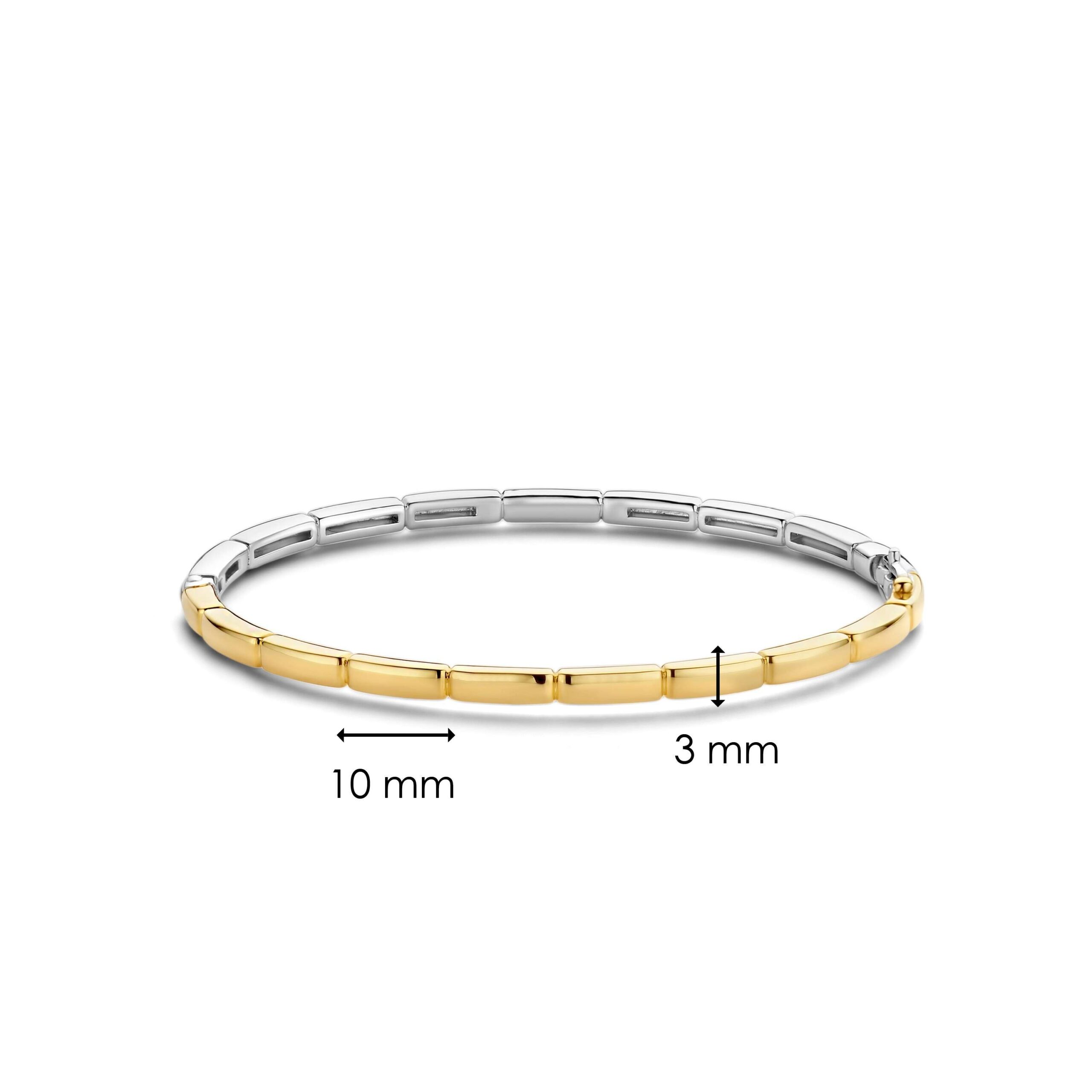 Tisento bangle zilver verguld blokjes maat 60mm - M - Afbeelding 2