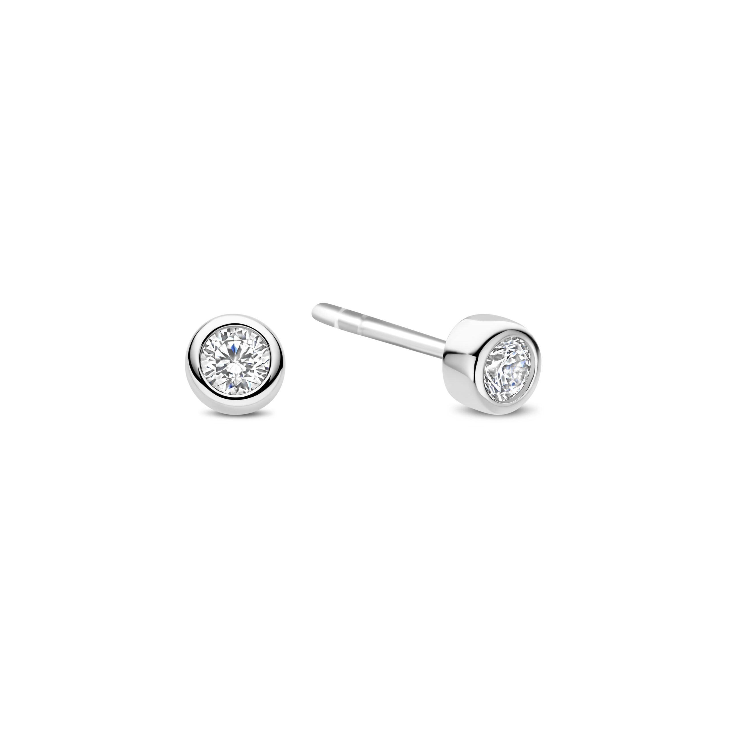 Tisento Goud op zilver oorknoppen zirkonia