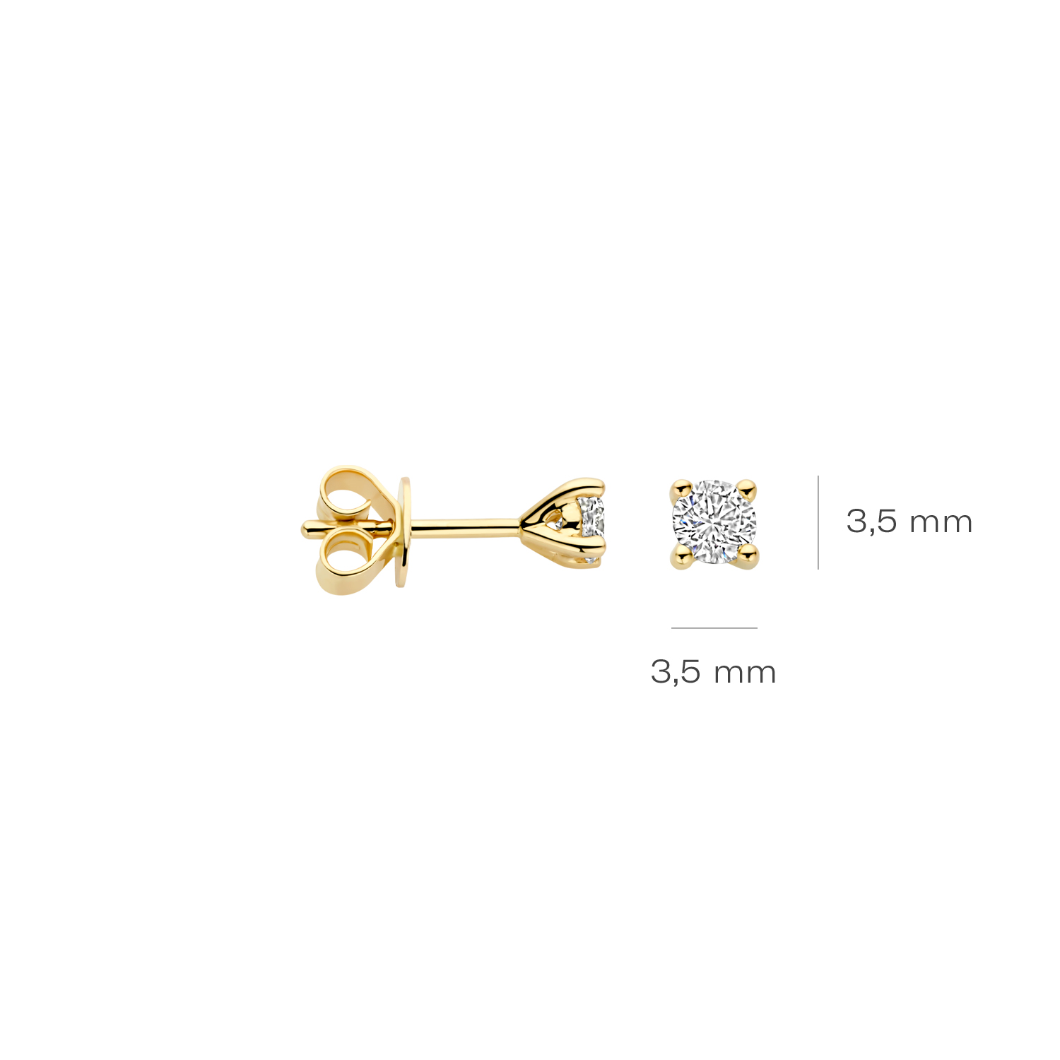 Blush Geelgouden oorknoppen LAB diamant 2x0.15 TW/VS - Afbeelding 3