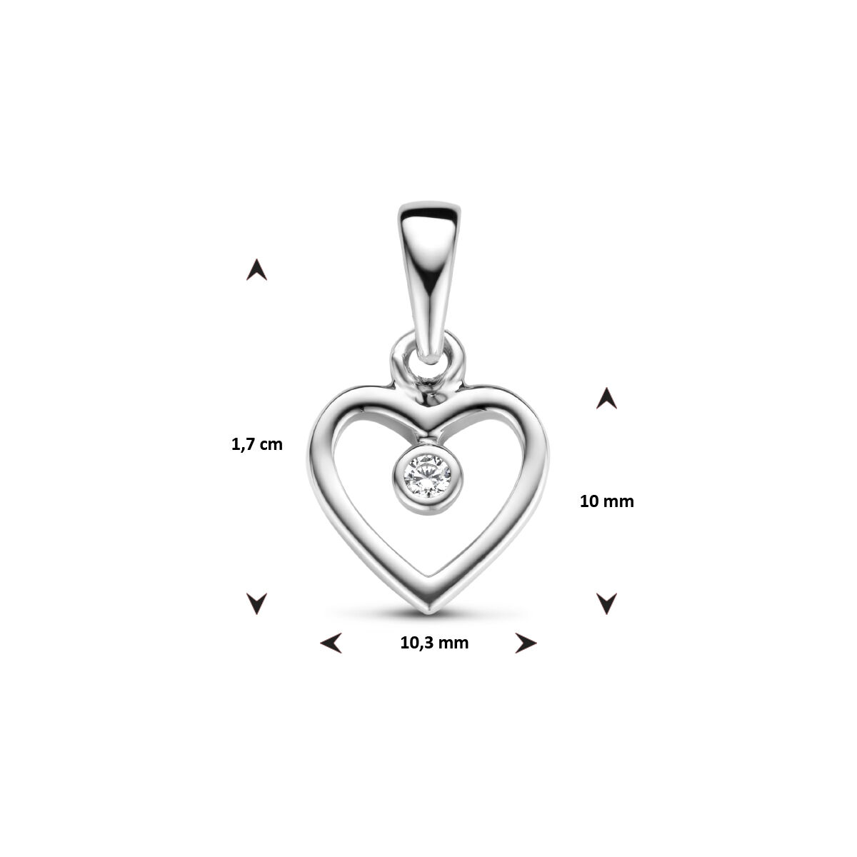 13.34791 KA zilver hanger hart zirkonia - Afbeelding 4