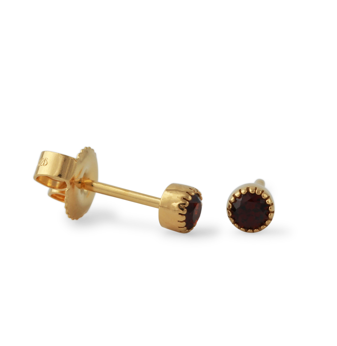 Campur goud op zilver oorknoppen granaat