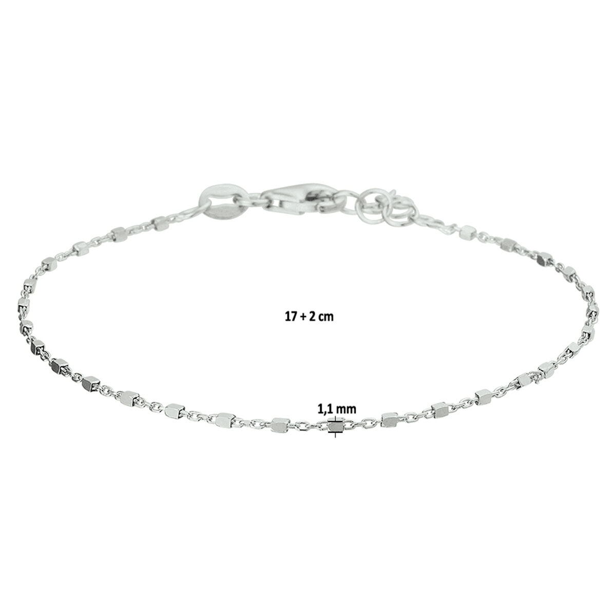 Zilveren armband blokjes 17-19cm zilver - Afbeelding 2