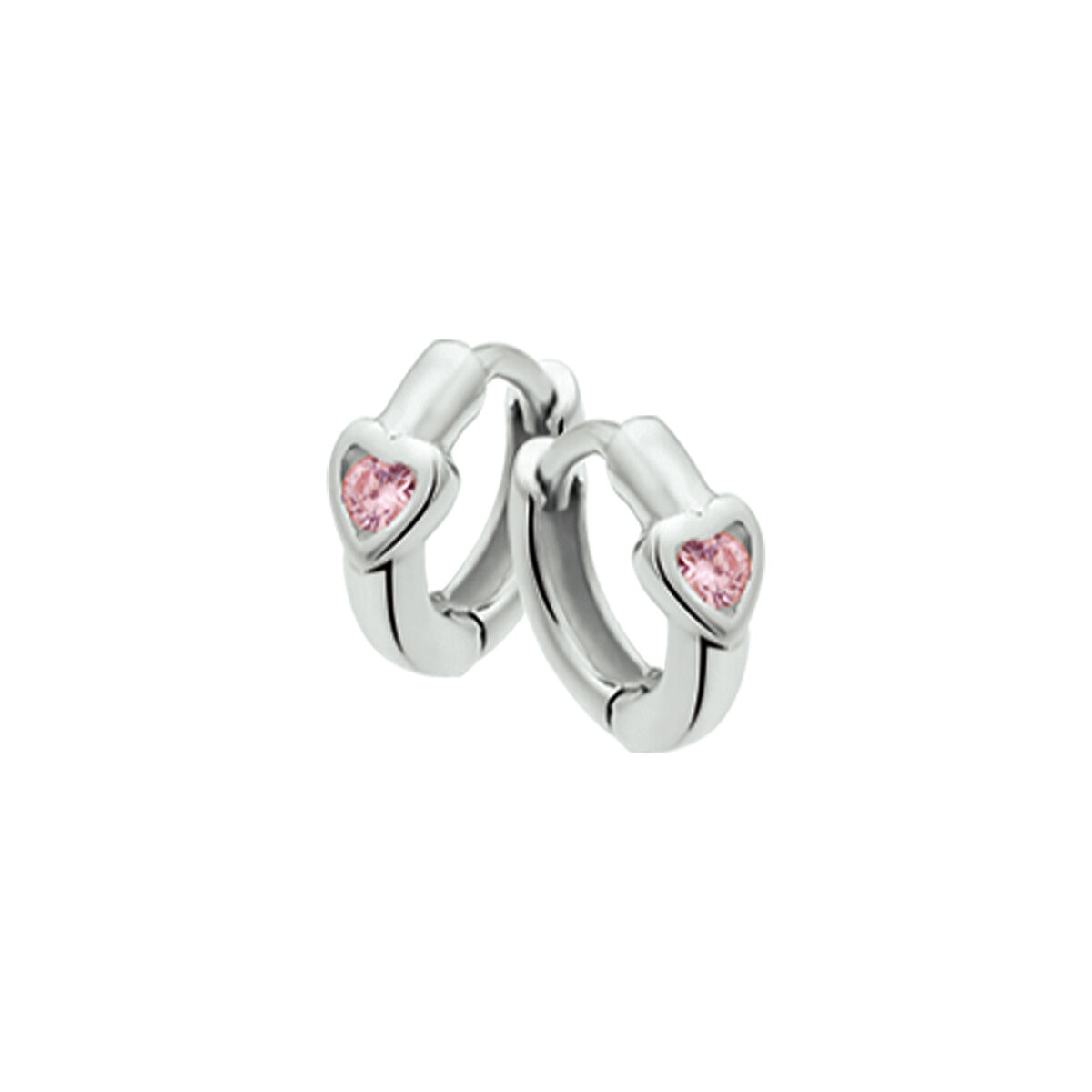 zilveren klapoorringen hart roze zirkonia