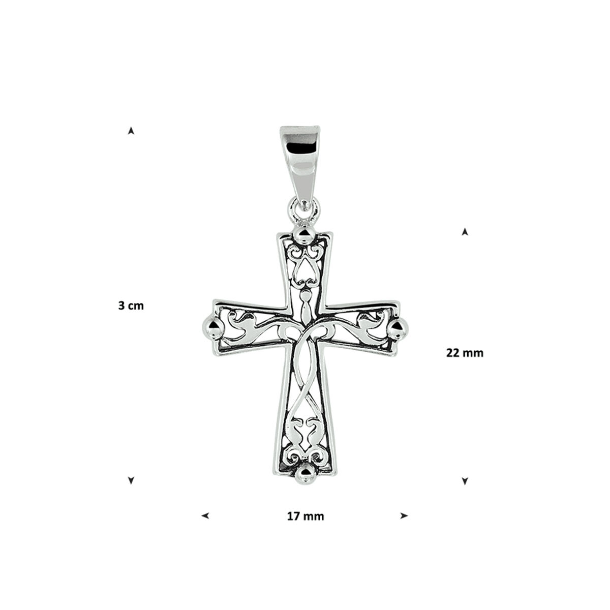 Zilveren hanger kruis geoxideerd - Afbeelding 3
