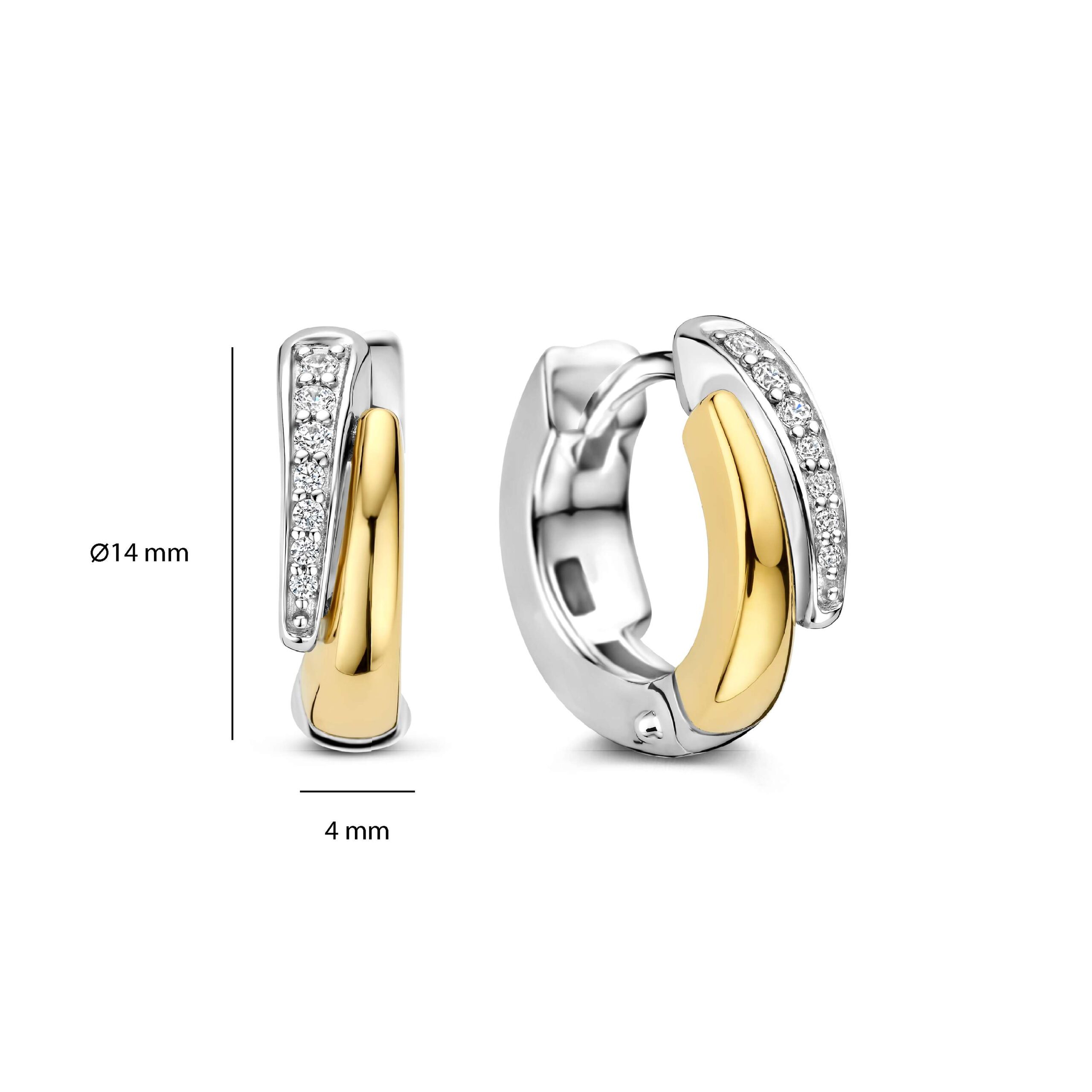 Tisento goud op zilver oorringen zirkonia - Afbeelding 4