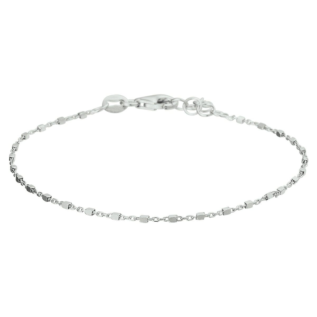 Zilveren armband blokjes 17-19cm zilver