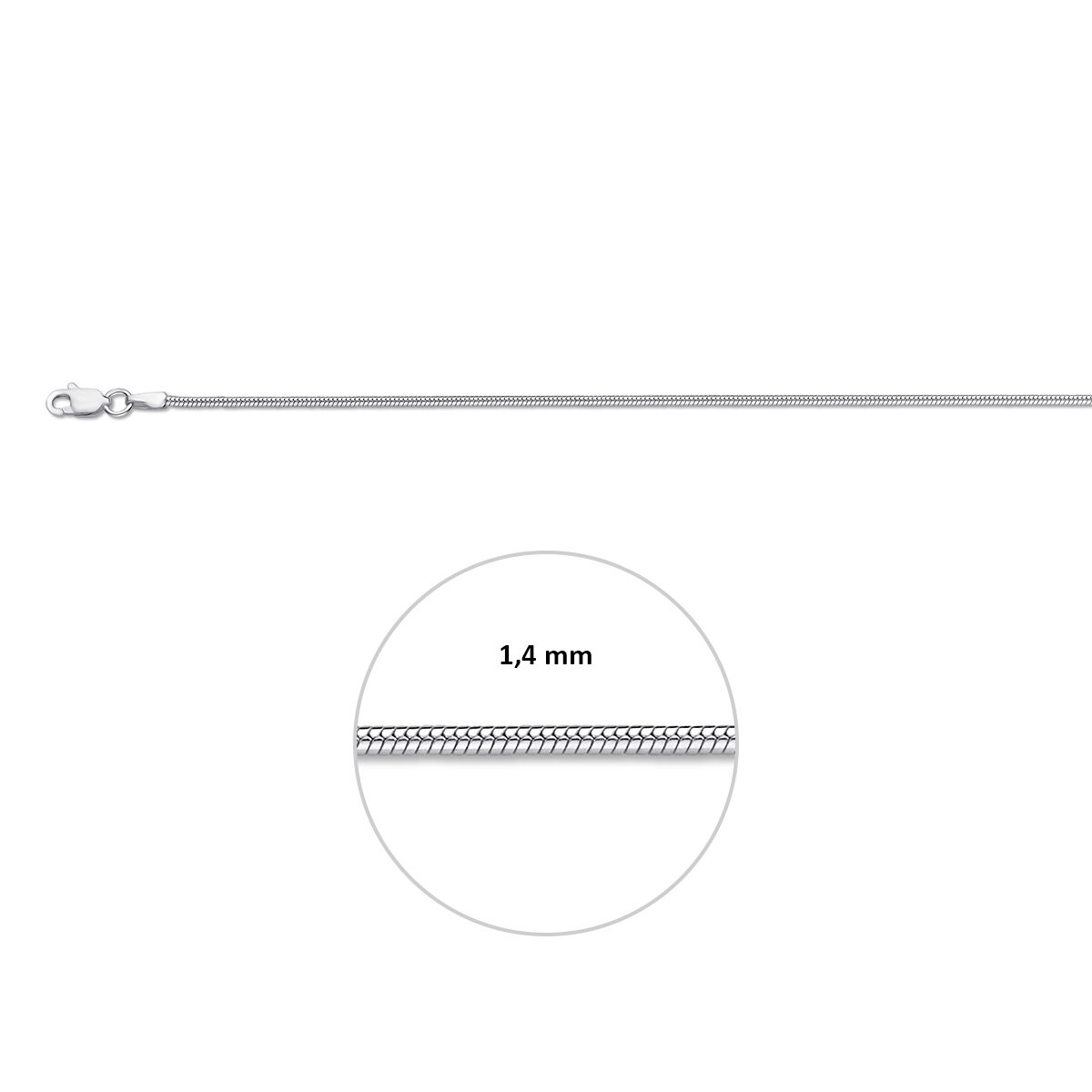Zilveren slangcollier 1.4mm 45cm - Afbeelding 2