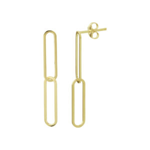 Geelgouden oorhangers paperclip 14kt