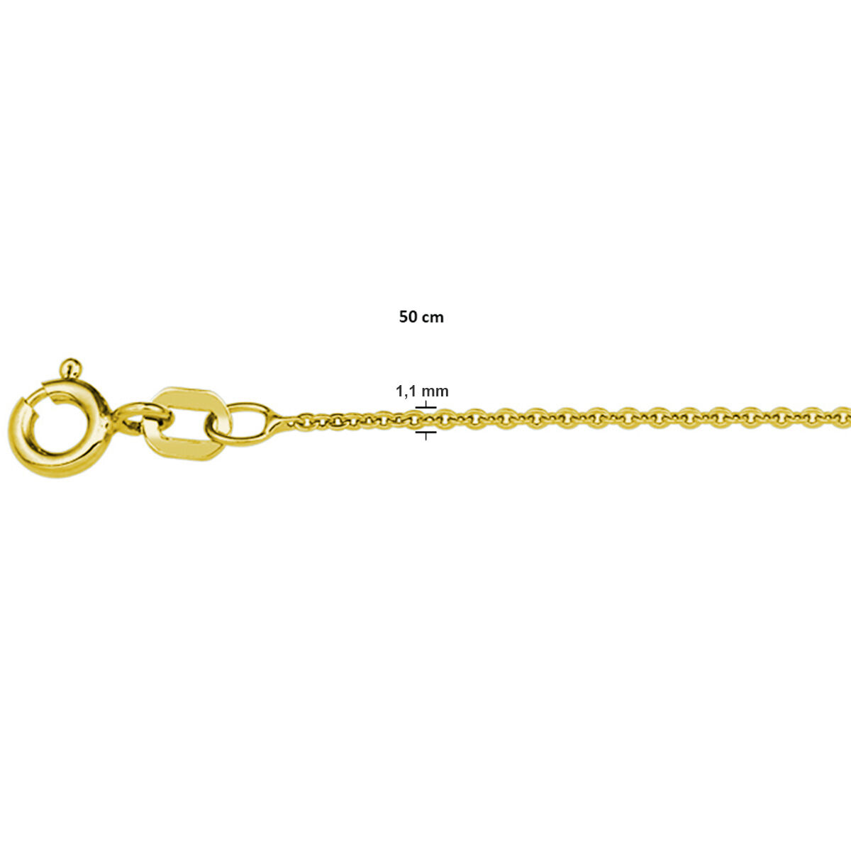 Collier goud op zilver anker 50cm 1,1mm - Afbeelding 2