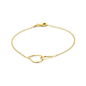 Geelgouden armband anker met druppelhanger 19 cm