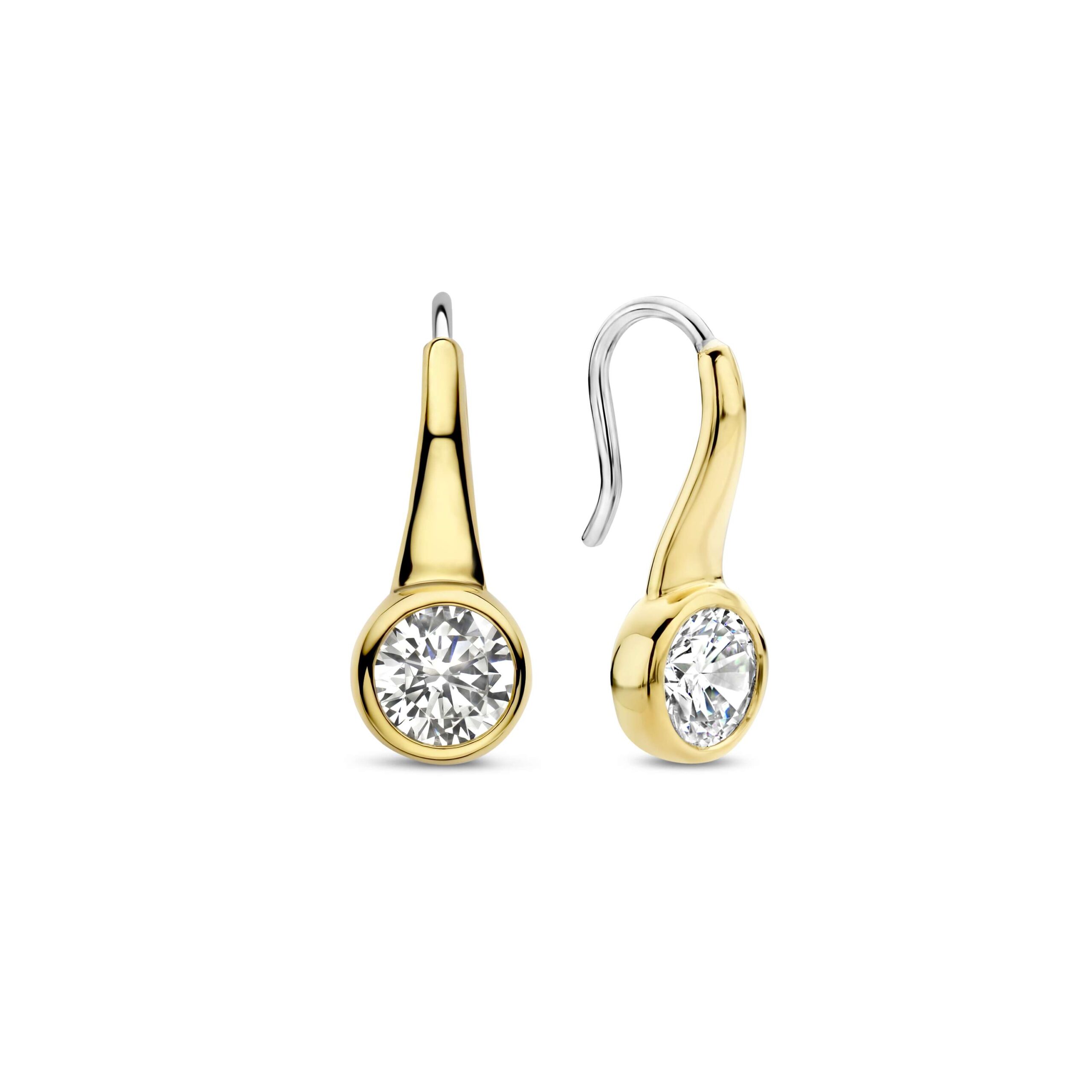 Tisento goud op zilver oorhangers zirkonia