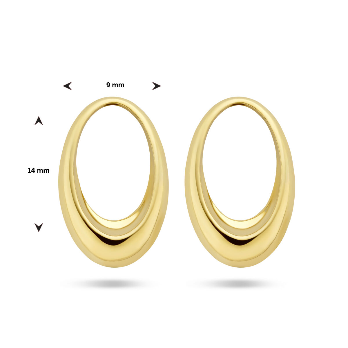 Geelgouden oorstekers ovaal 14x9mm