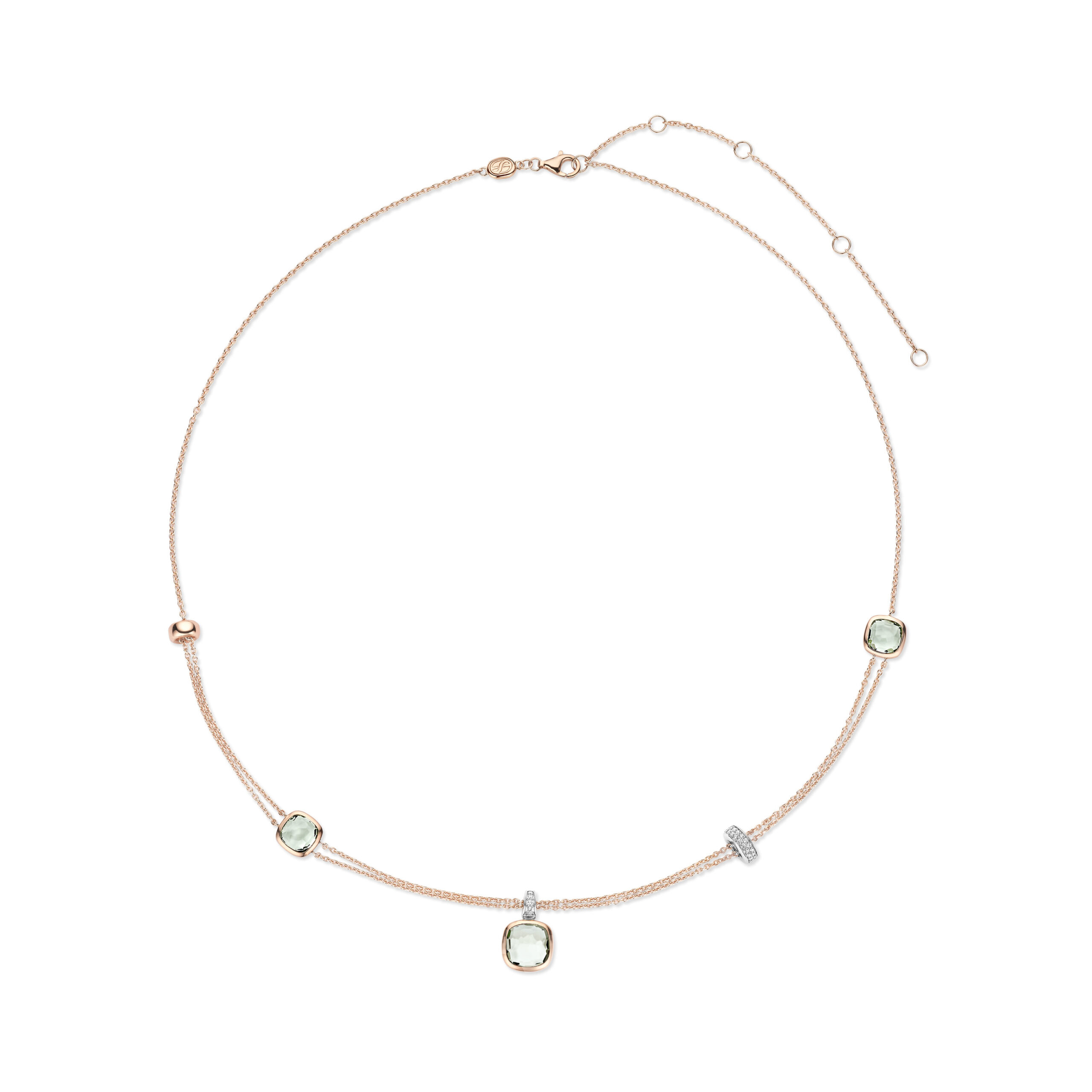 Tisento collier roségoud op zilver lichtgroen 50cm - Afbeelding 3