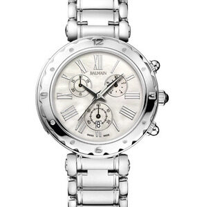 Balmain dameshorloge chronograaf  staal parelmoer
