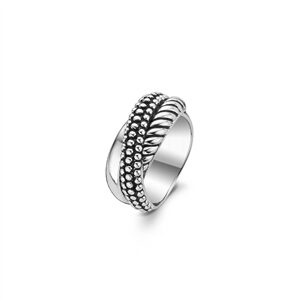 Tisento zilveren ring bolletjes maat 58