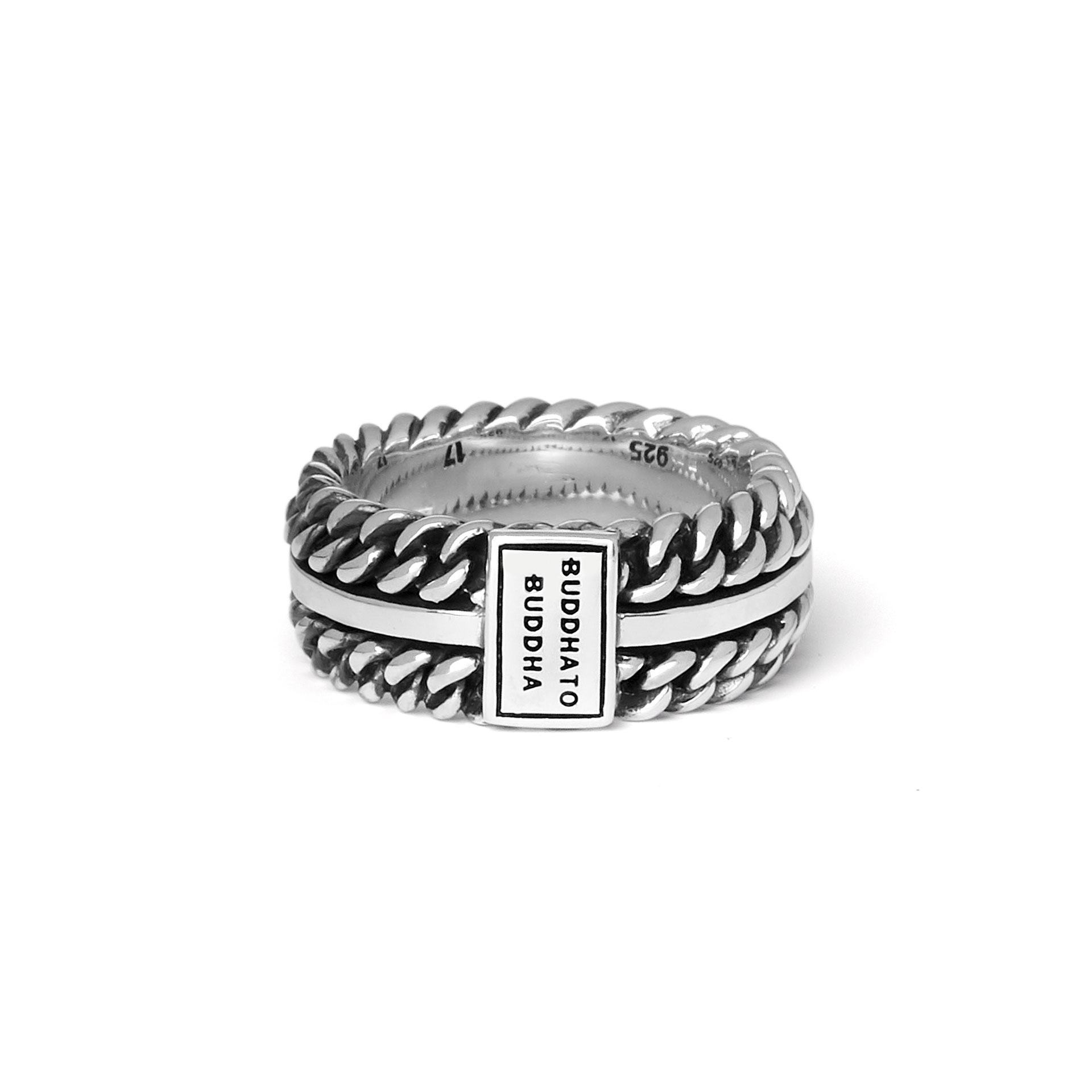 Buddha to Buddha Chain texture ring Zilver maat 18