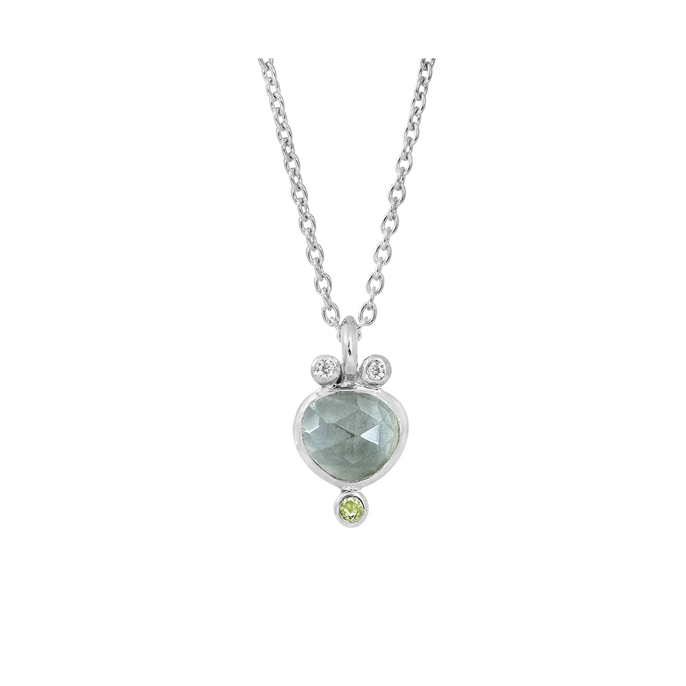 810 02 0 51 Rabinovich zilver collier met blauw kwarts, peridot, zirkonia Calm Creek