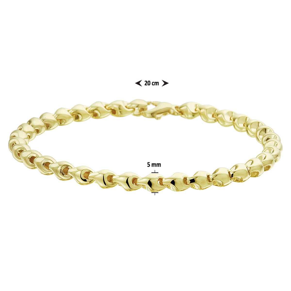 Geelgouden armband fantasie 19cm - Afbeelding 3