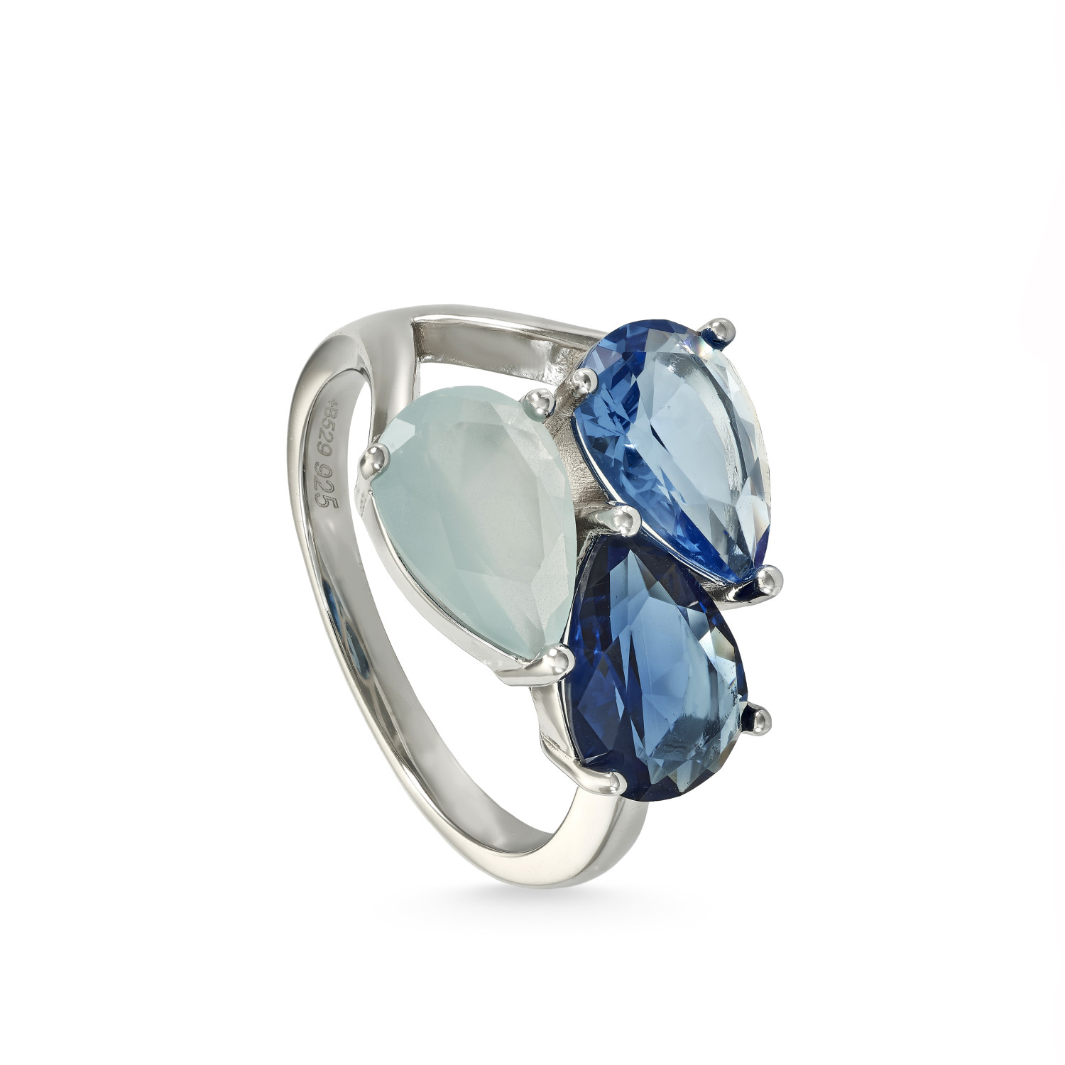 19393-B-R Lineargent Ring met gekleurde zirkonia maat 17