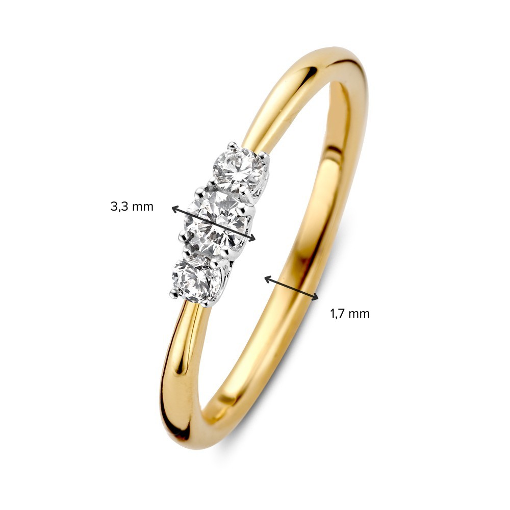 Excellent Geelgouden ring 0.24 H/SI diamant maat 56 - Afbeelding 3