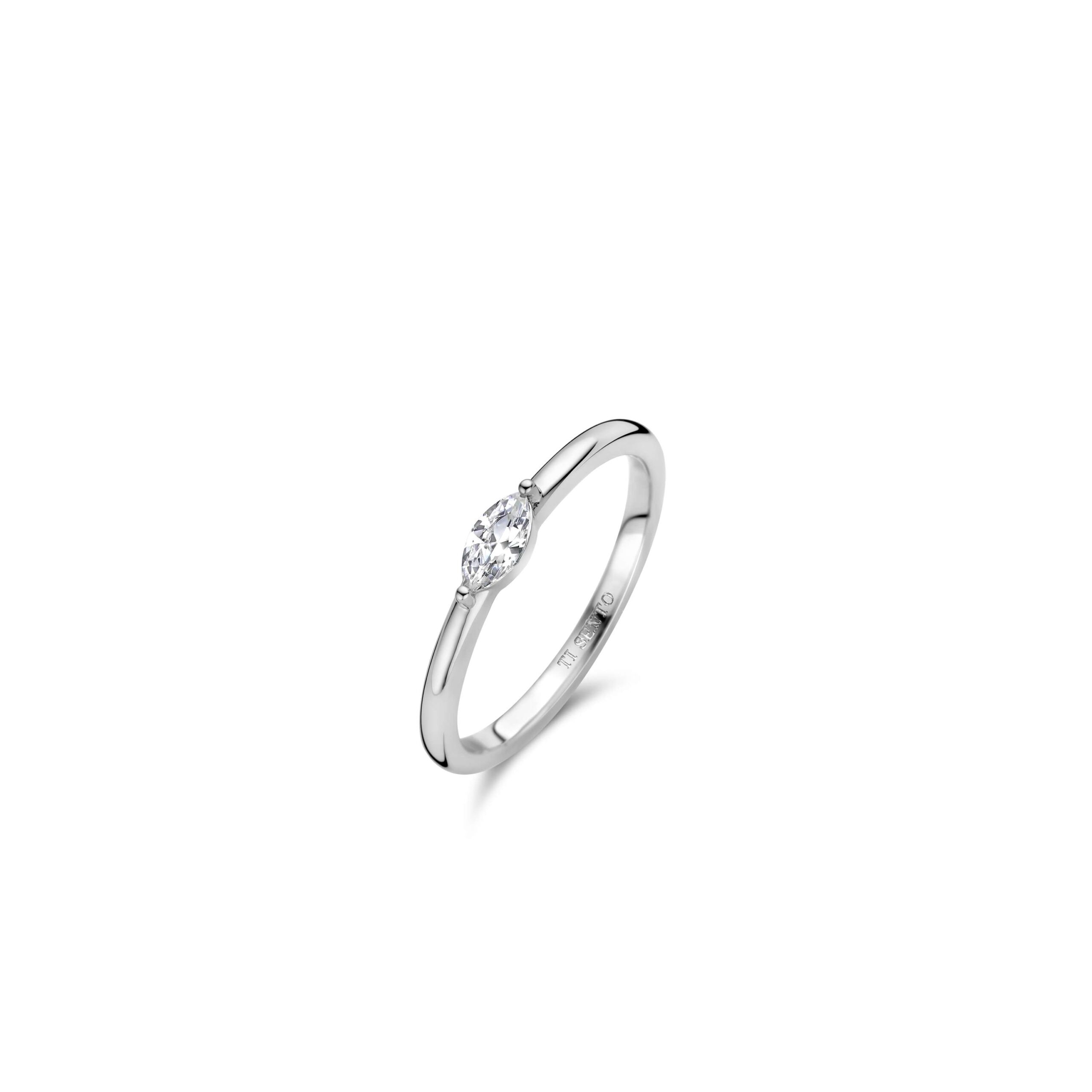 Tisento zilver ring zirkonia maat 52
