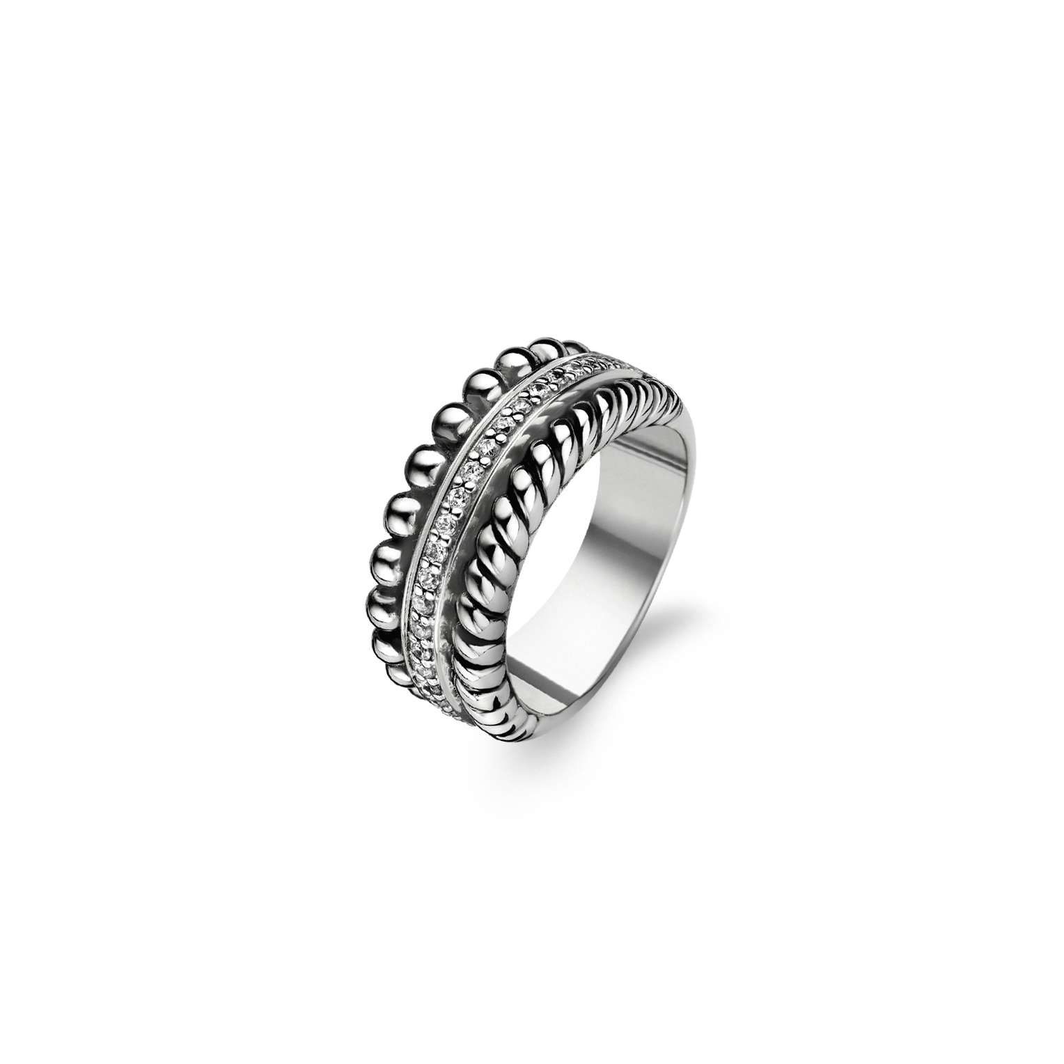 Tisento zilveren ring zirkonia maat 52