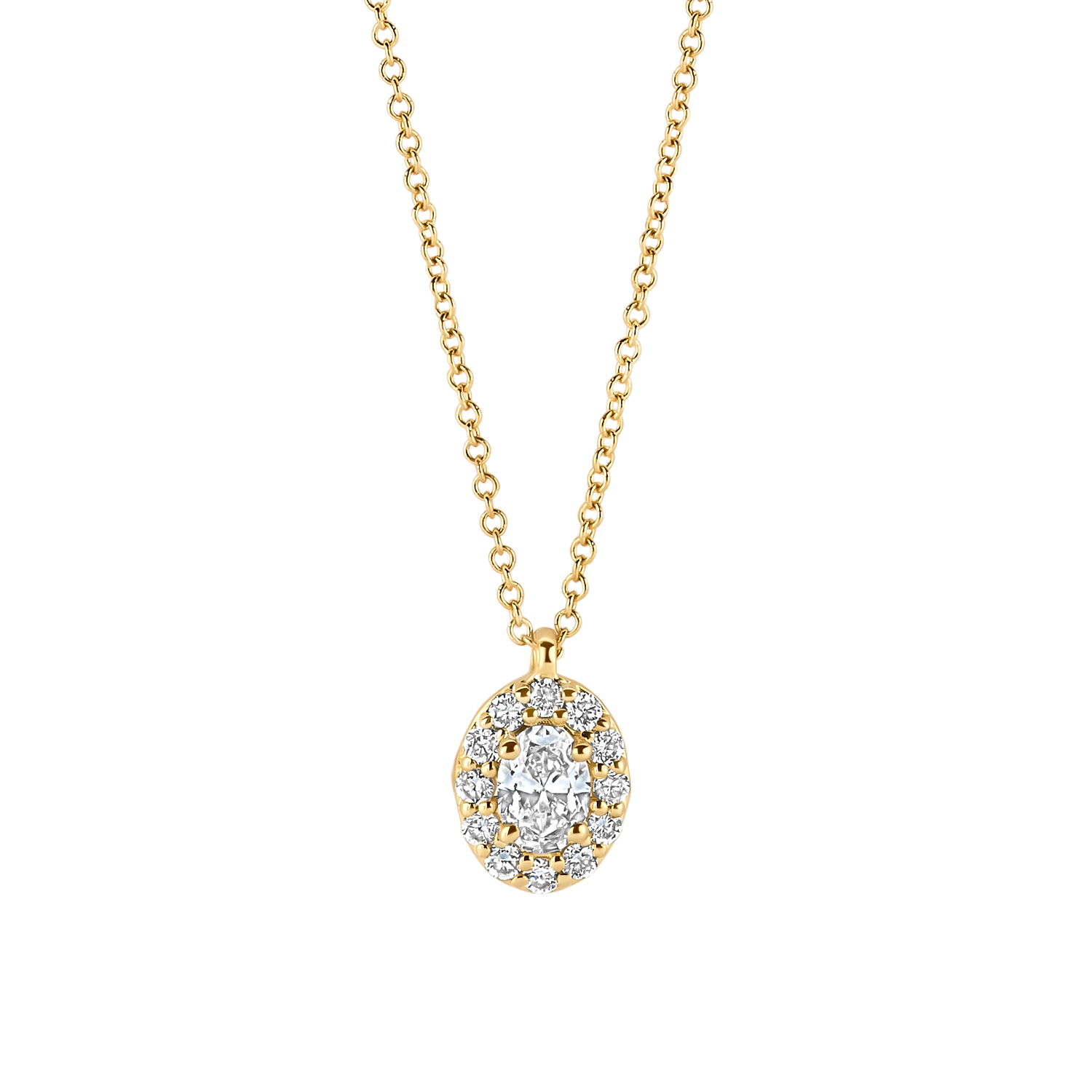 LG3019Y Blush Geelgouden collier entourage met LAB diamanten 0.32 TW/VS
