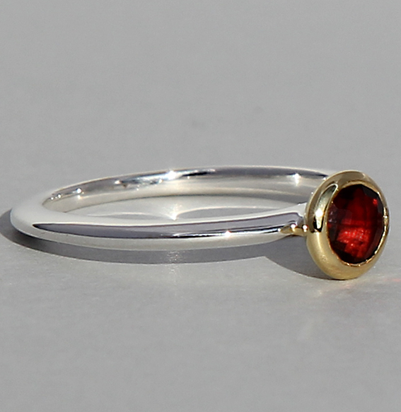 Campur goud op zilver ring granaat maat 54 - Afbeelding 2