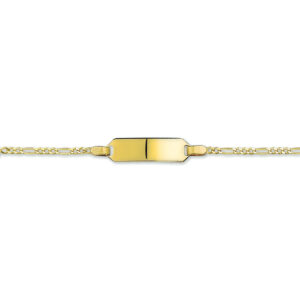 Geelgouden graveerarmband figaro 9-11 cm