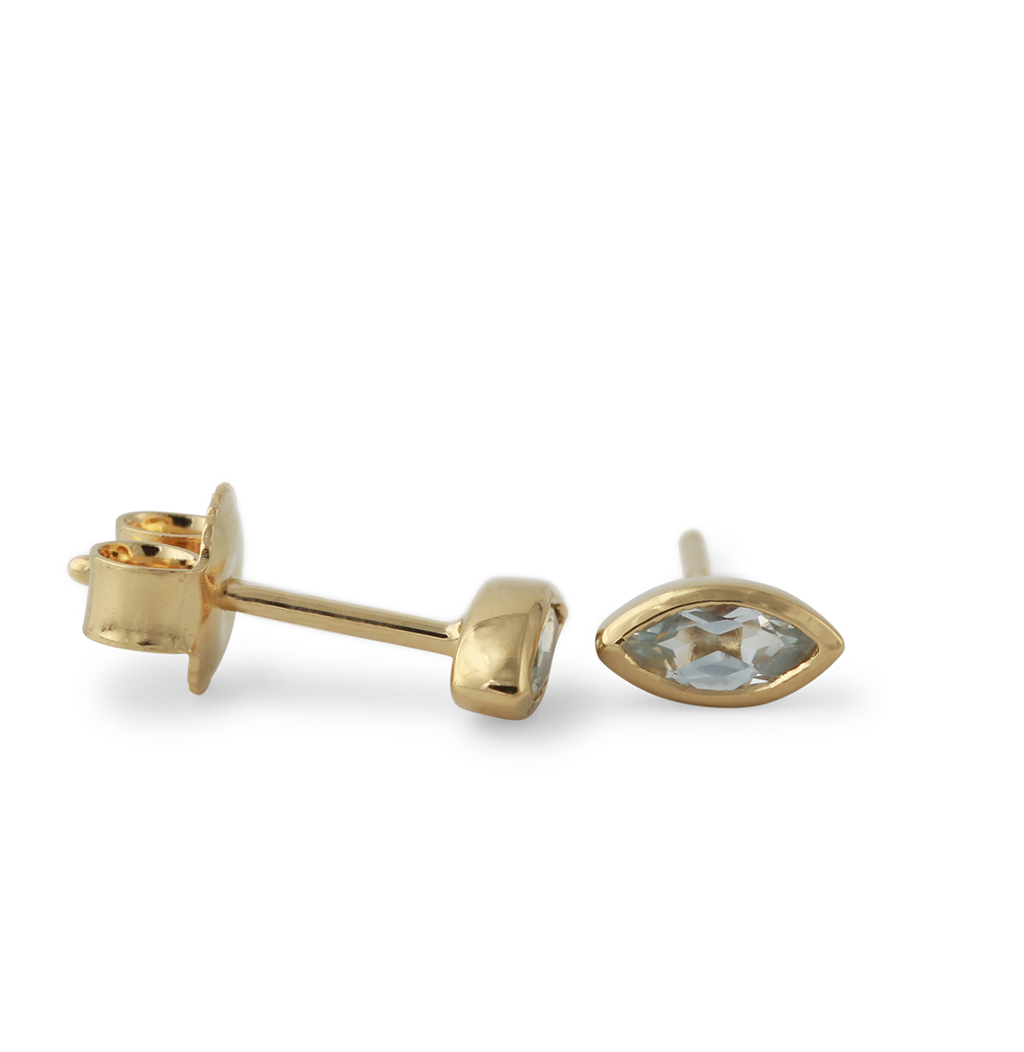 Campur goud op zilver oorknoppen blauw topaas
