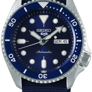 Seiko 5 serie automaat staal nylon band blauw