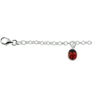 Zilveren armband lieveheersbeest 3 bedels 15 cm