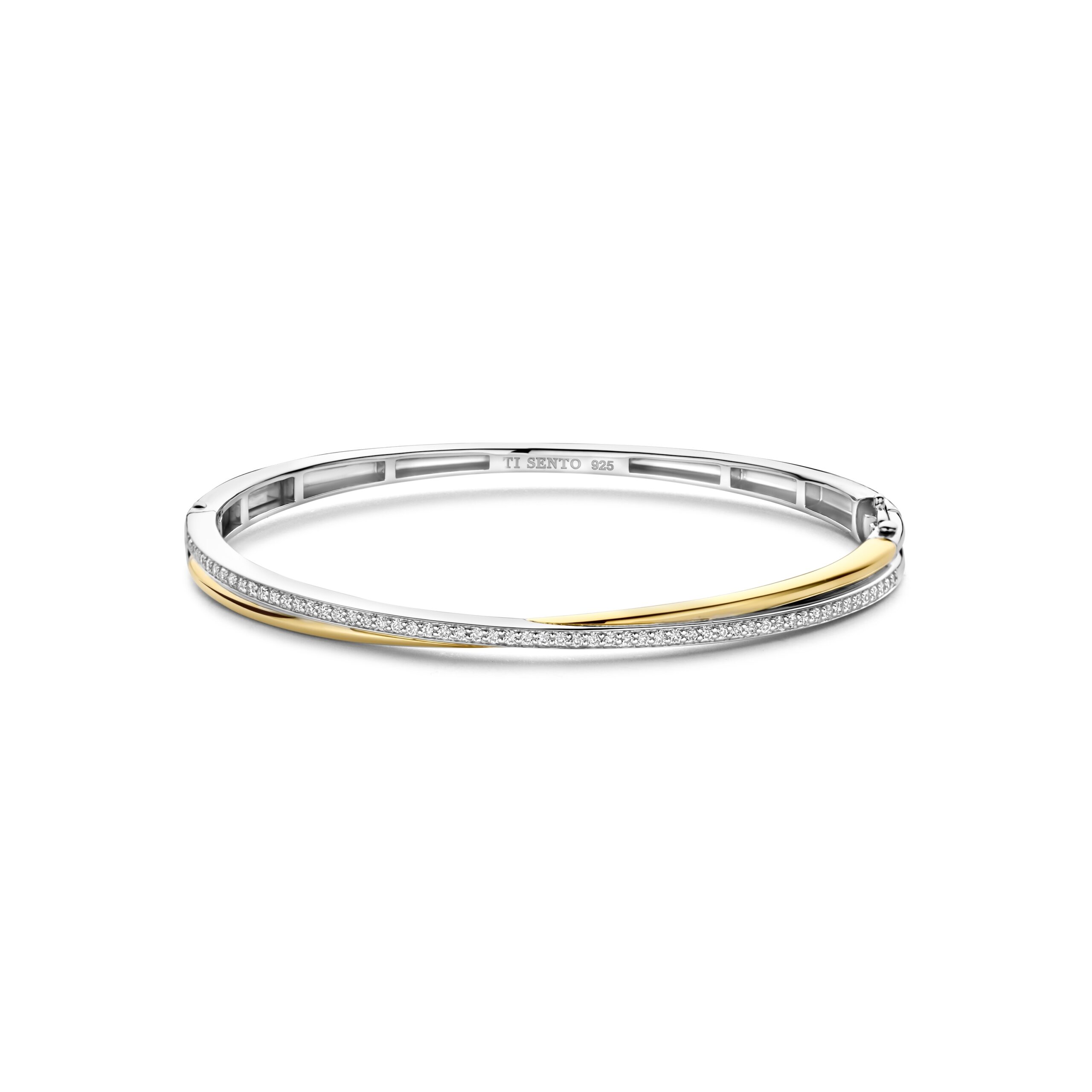 Tisento goud op zilveren bangle zirkonia