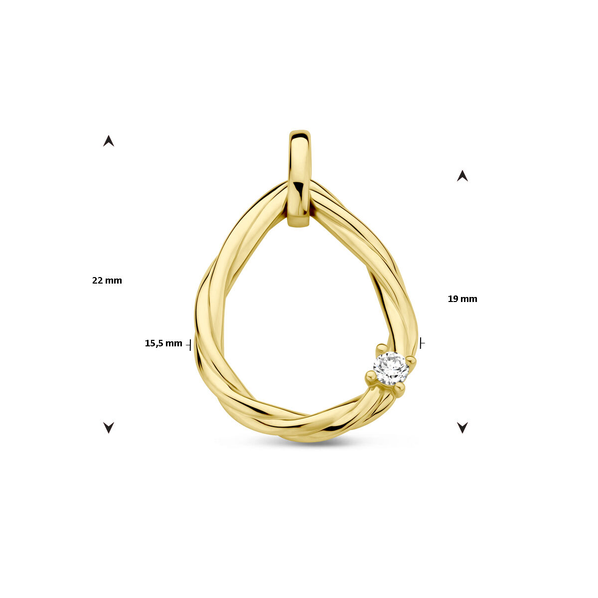 Geelgouden hanger met diamant 0.05ct h SI - Afbeelding 4