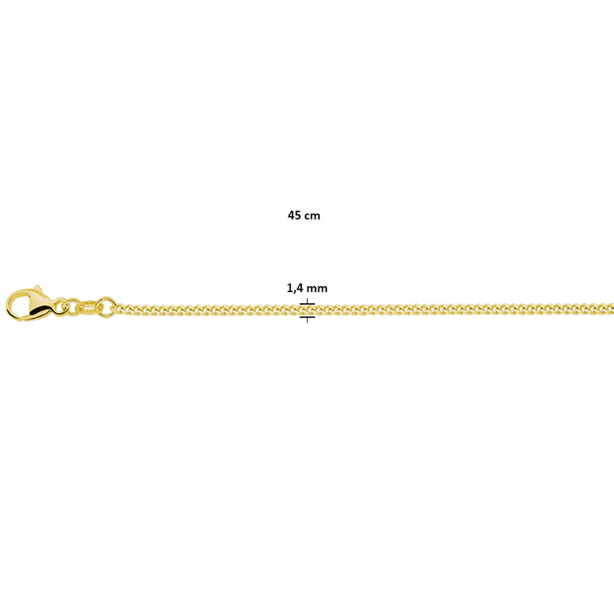 21.03368 KA gourmette collier goud op zilver 45cm 1,4mm - Afbeelding 4